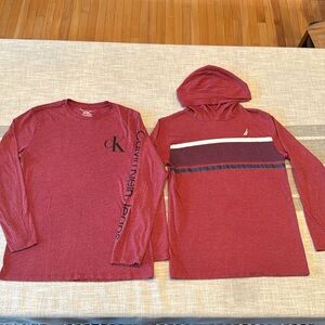 Boys Nautica and Calvin Klein Long Sleeve Shirts both size Large 14/16